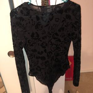Black velvet bodysuit